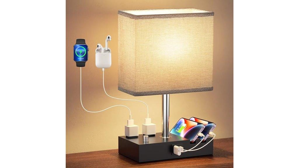 dimmable nightstand lamp with usb