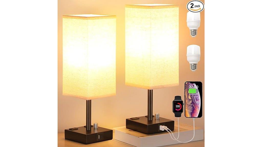 dimmable nightstand lamps with usb