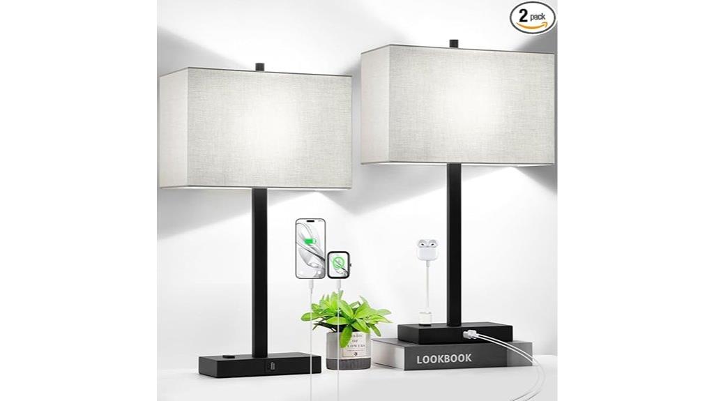 dual usb bedside lamps