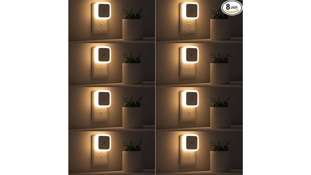 eight warm white night lights