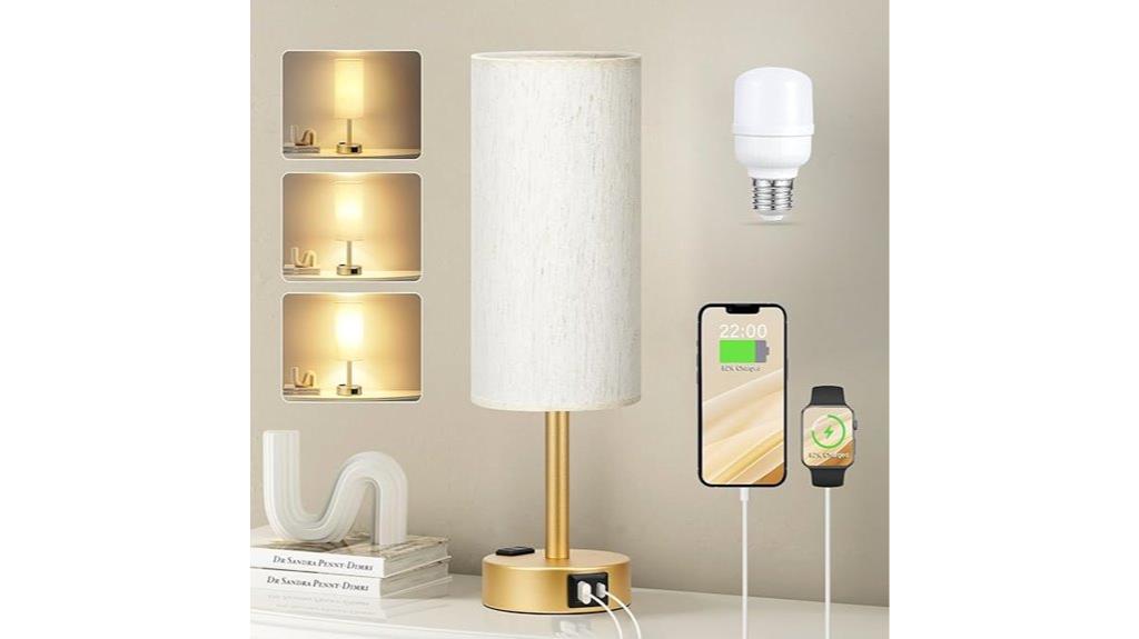 gold nightstand with usb