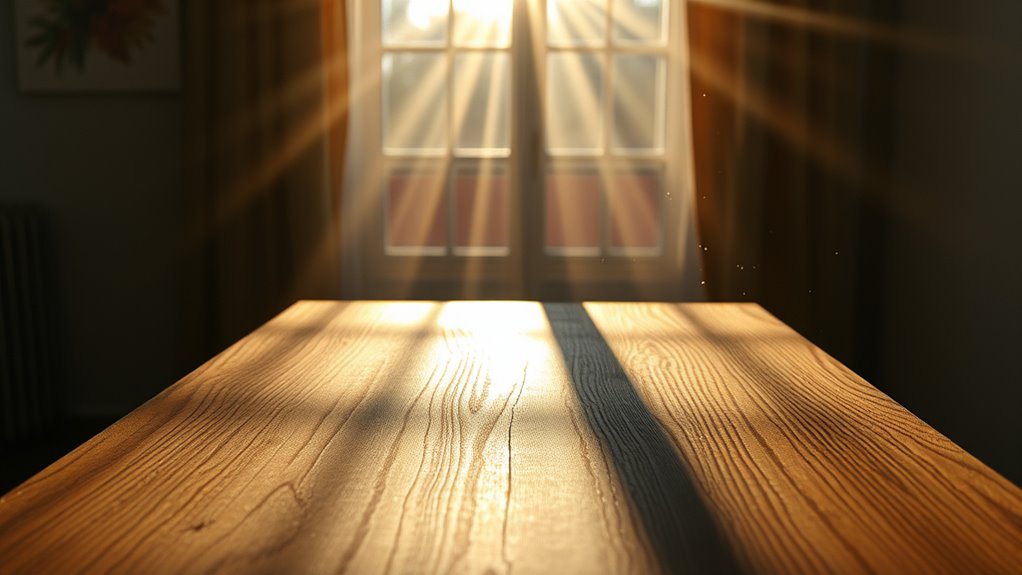 morning sunlight filters through