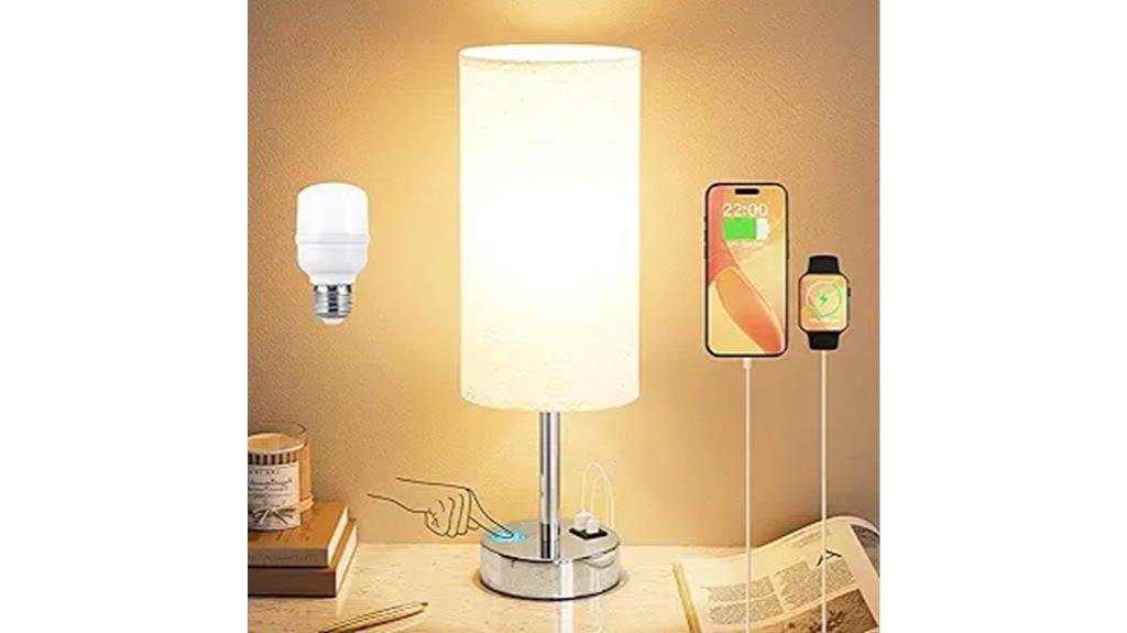 touch controlled bedside lamp