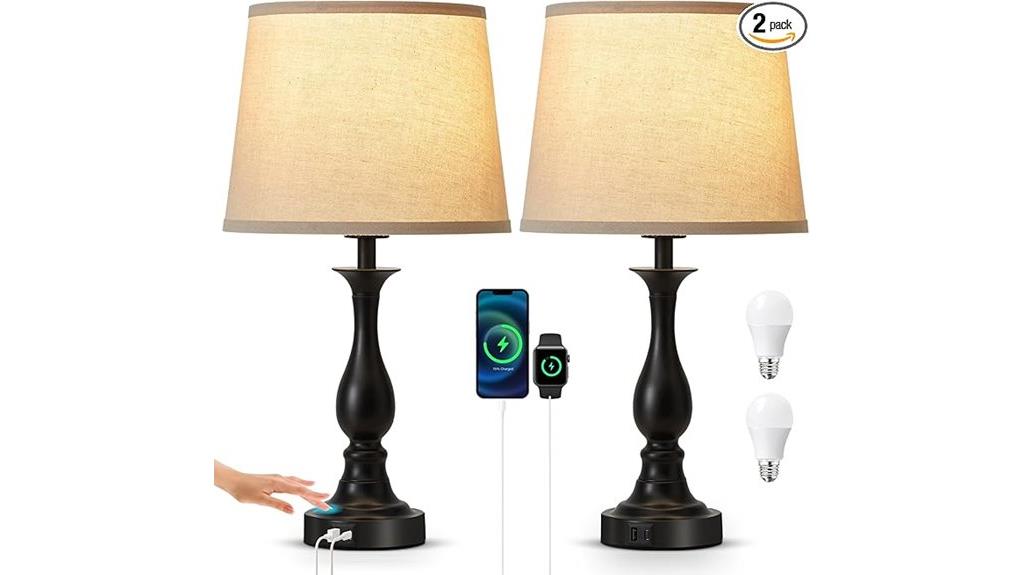 touch controlled bedside lamps