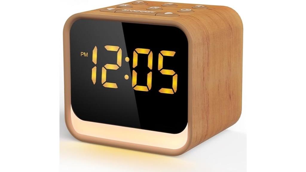 wooden bedroom sound clock