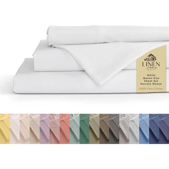 Linen Home 100% Cotton Percale Queen Sheets Set