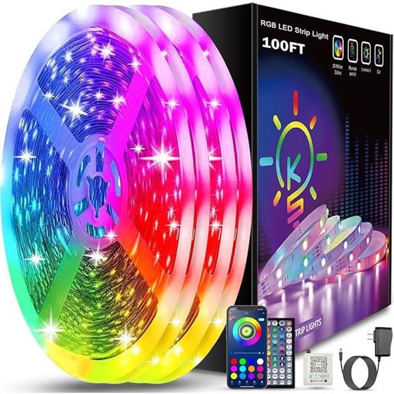 Keepsmile 100ft Bluetooth RGB LED Strip Lights