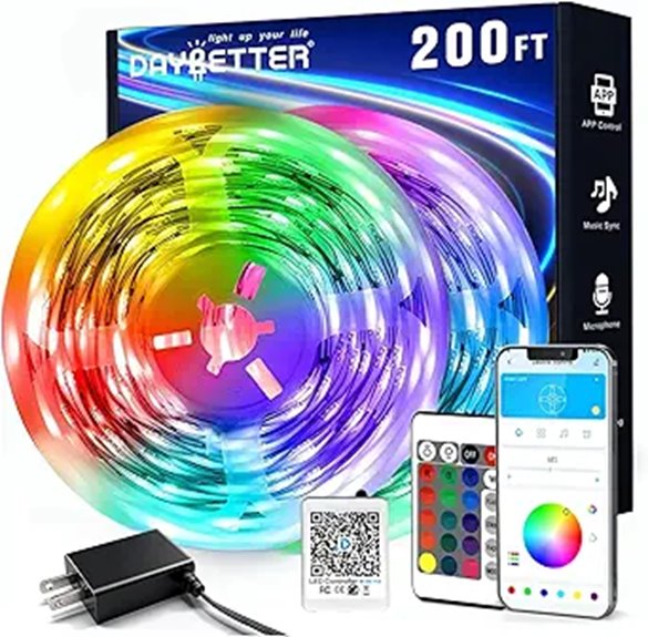 DAYBETTER 200ft RGB LED Strip Lights with App Control