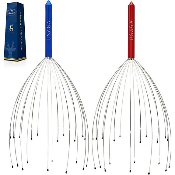 USAGA 20-Finger Head Scalp Massager (Red & Blue)