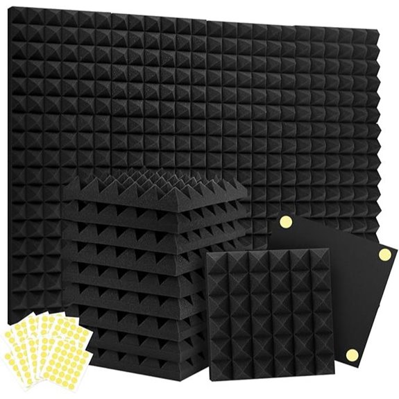 Focusound Acoustic Foam Panels 24 Pack with Adhesive
