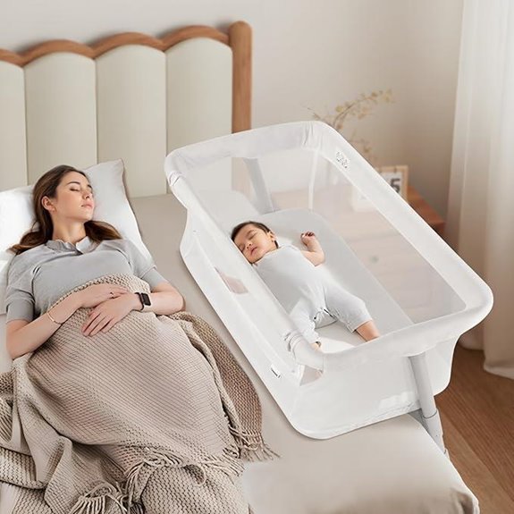 Cowiewie Baby Bassinet Bedside Sleeper with Adjustable Height