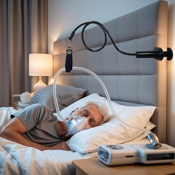 Adjustable CPAP Hose Holder for Bedside & Sleep