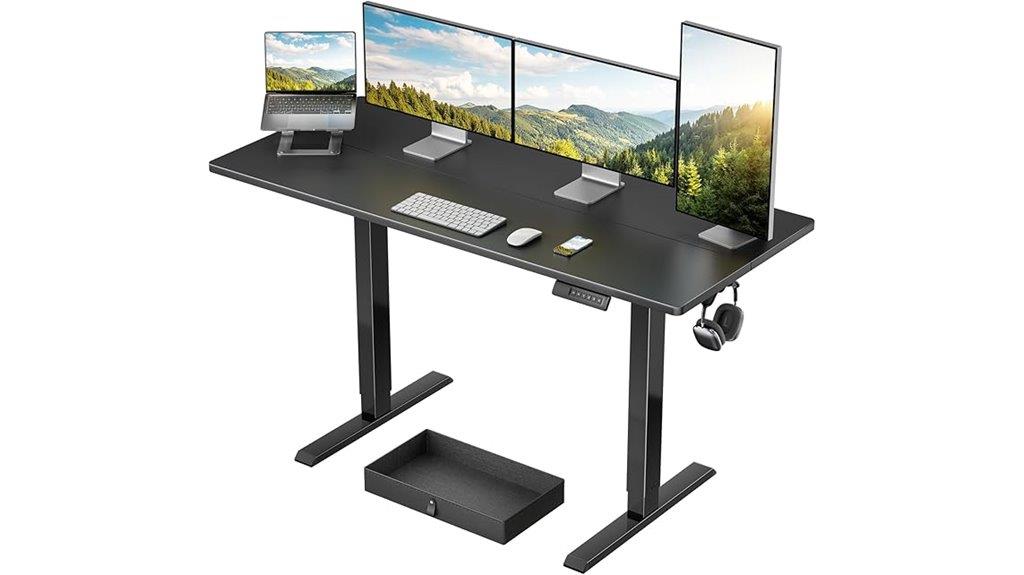 adjustable desk with drawer