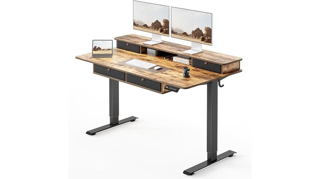 adjustable desk with storage