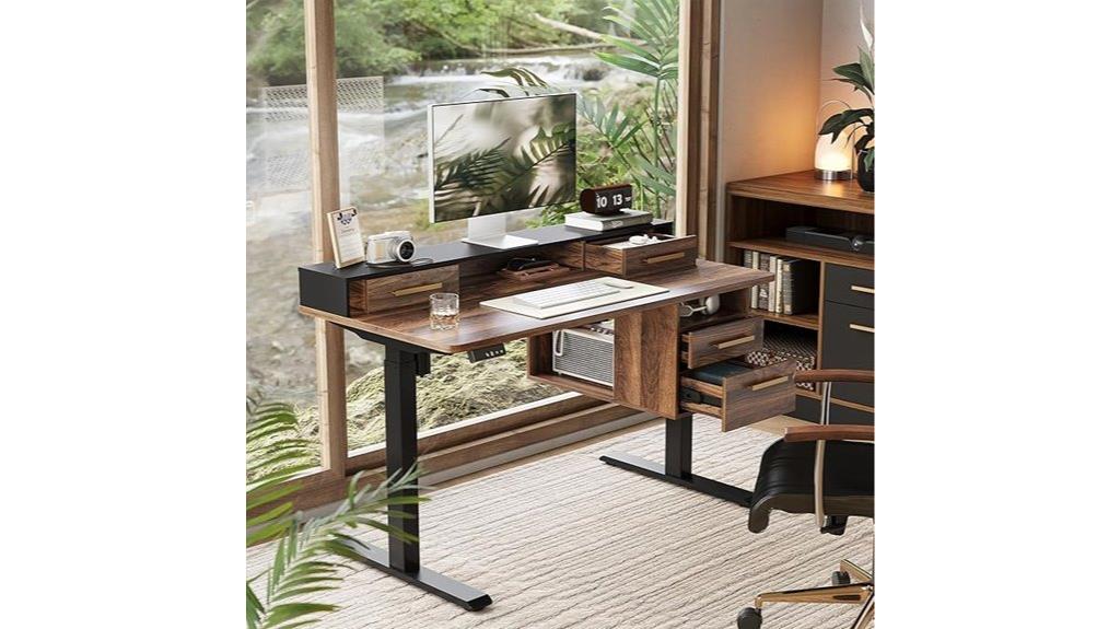 adjustable electric desk with storage
