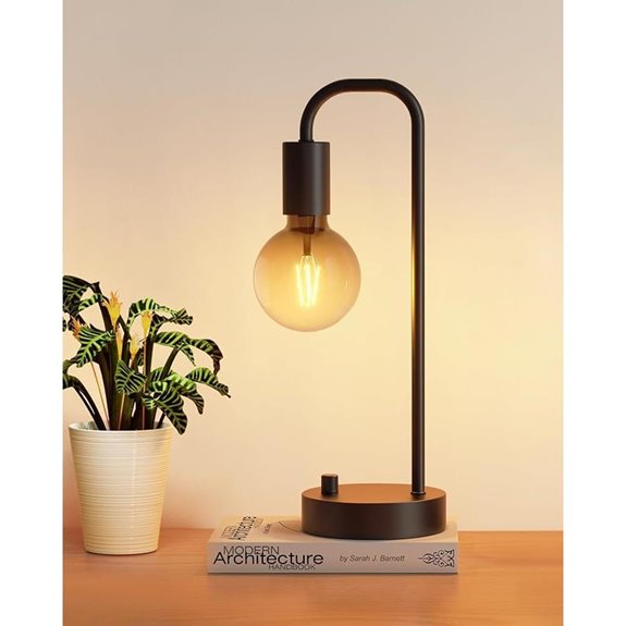 ONEWISH Dimmable Industrial Bedside Lamp with Bulb