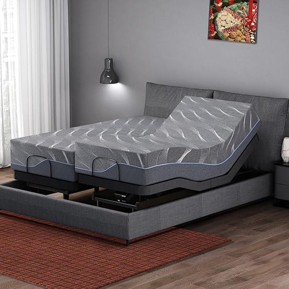 Split King Adjustable Bed Frame with Gel Mattress