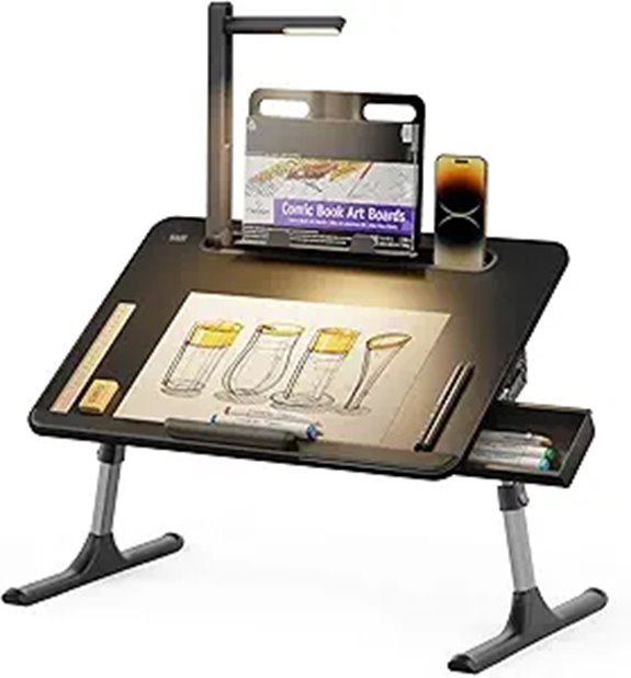 SAIJI Adjustable Laptop Bed Table with LED Light