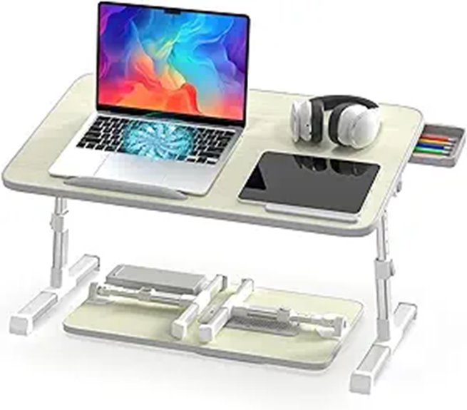 Slendor Adjustable Laptop Desk with Fan and Drawer