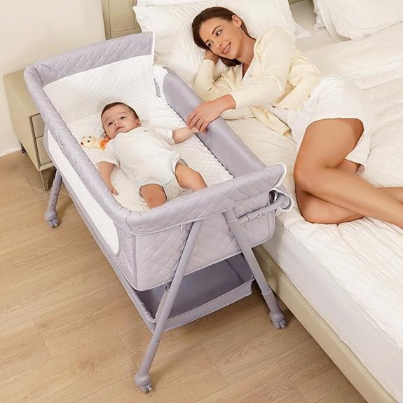 Adjustable Baby Bassinet with Wheels and Mesh Sides
