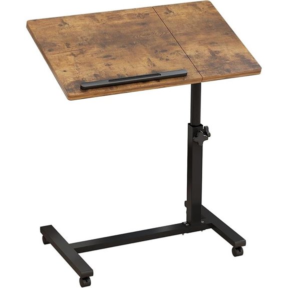 Overbed Rolling Laptop Desk with Adjustable Tray
