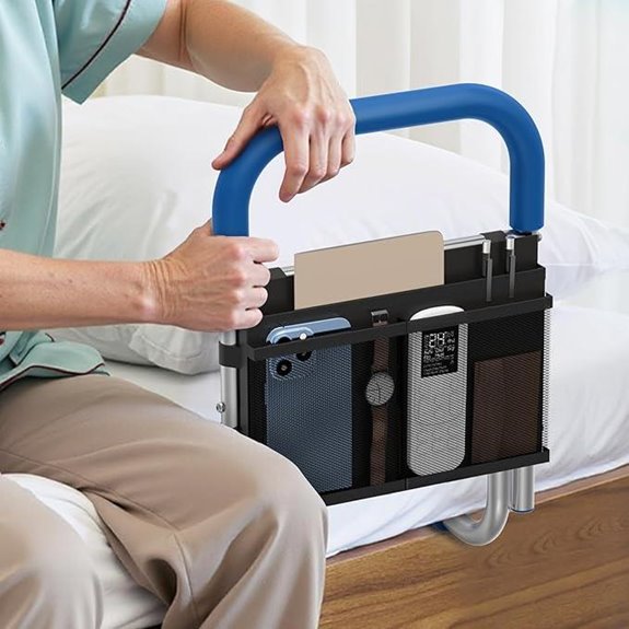 Adjustable Bed Rail with Storage for Seniors