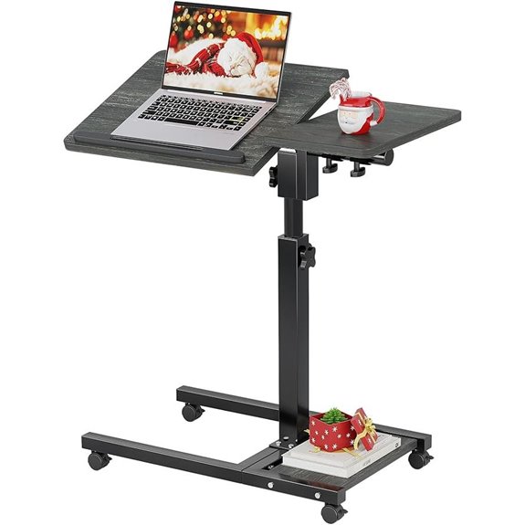 Adjustable Overbed Table with Wheels and Tilted Top