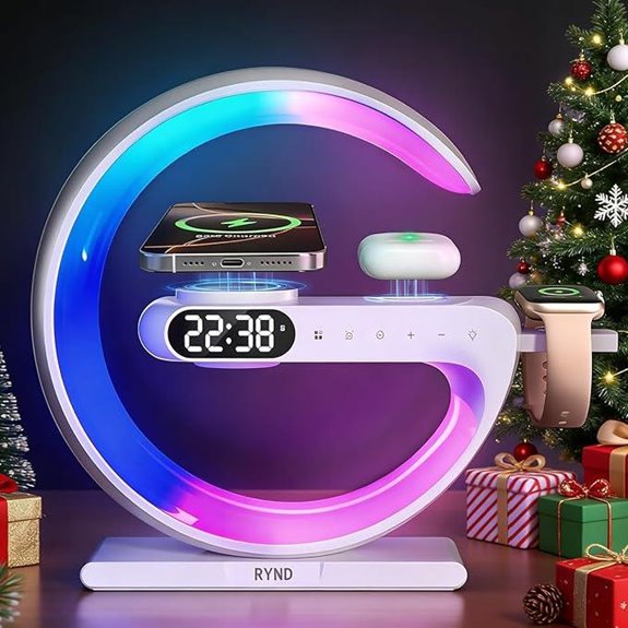 RYND 2026 5-in-1 Alarm Clock with Wireless Charger