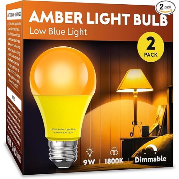 Amber Sleep Light Bulb 2 Pack Dimmable Warm Light