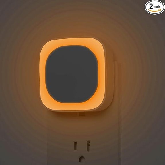 2 Pack Amber Night Lights with Dusk to Dawn Sensor