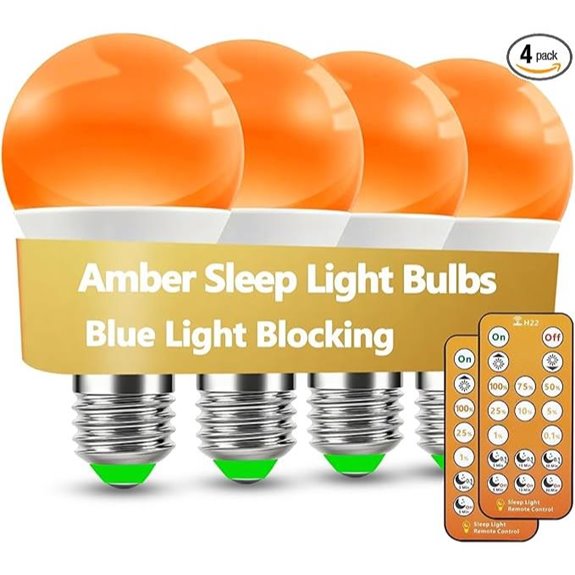 Amber Sleep Light Bulbs with Remote 4-Pack