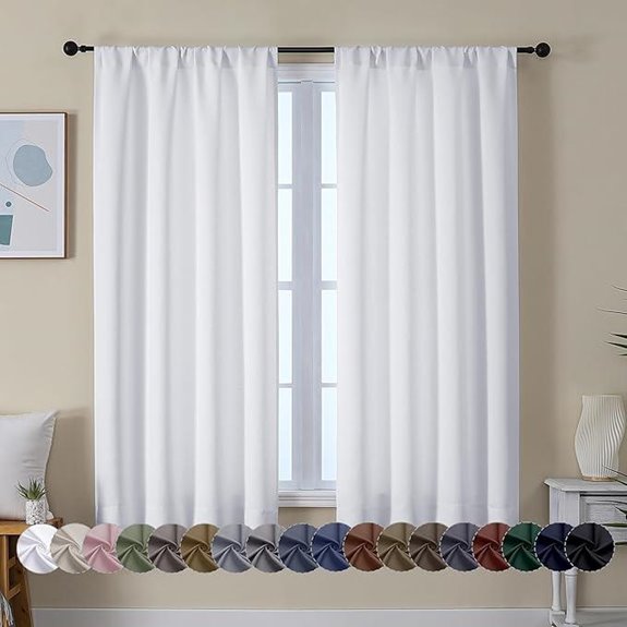 Simplebrand Ava White Bedroom Curtains 63 Inch Length