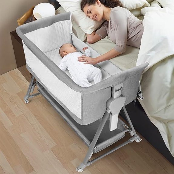 Cowiewie Baby Bassinet Bedside Sleeper with Storage