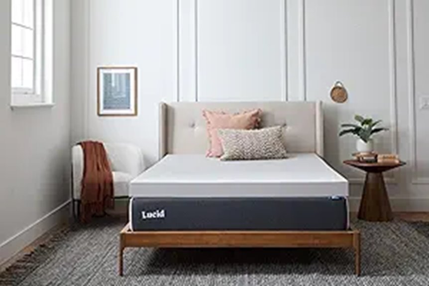 Lucid 4-Inch Bamboo Charcoal Memory Foam Mattress Topper
