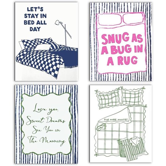 WUCHJ Bedroom Wall Art Decor Set of 4