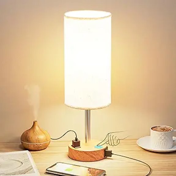 Fenmzee Bedside Lamp with USB & AC Outlet