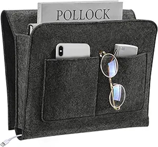 YOUDENOVA Bedside Caddy Bedside Organizer for Dorm Room Bunk Bed Grey