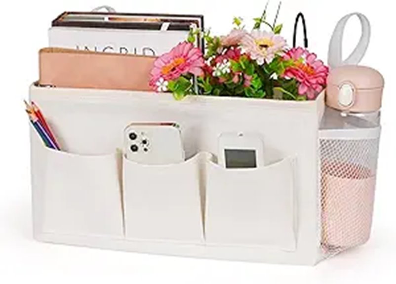 Bedside Caddy Organizer with Water Bottle Holder