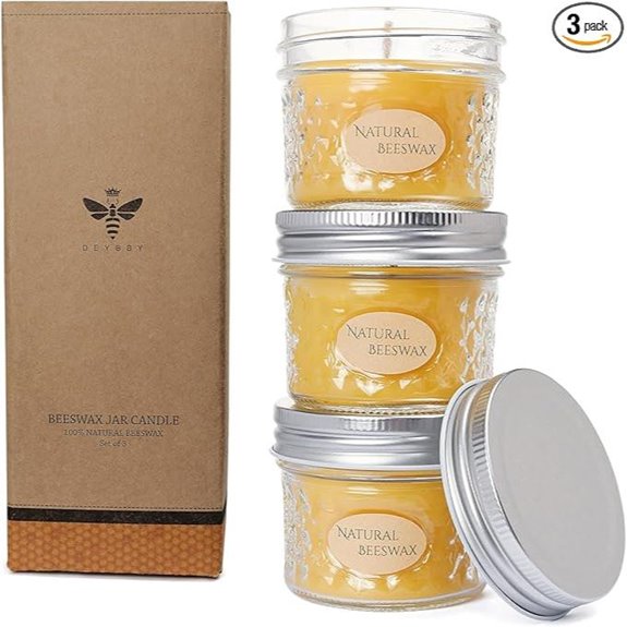 DEYBBY Beeswax Candle Set 3 Pack 18-Hour Burn