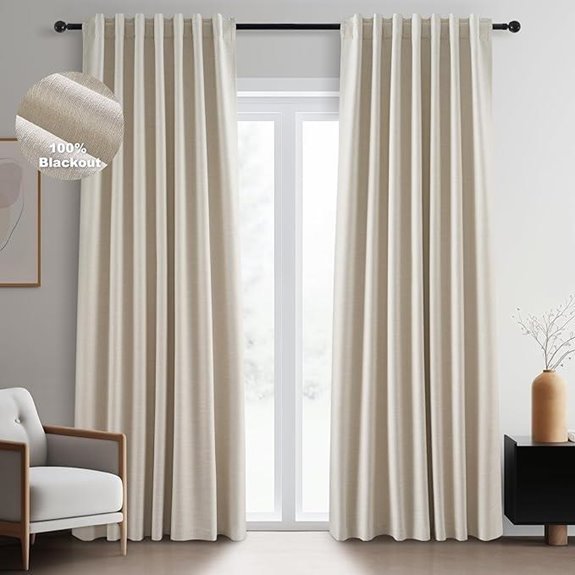 Topfinel Beige 90-Inch Blackout Bedroom Curtains