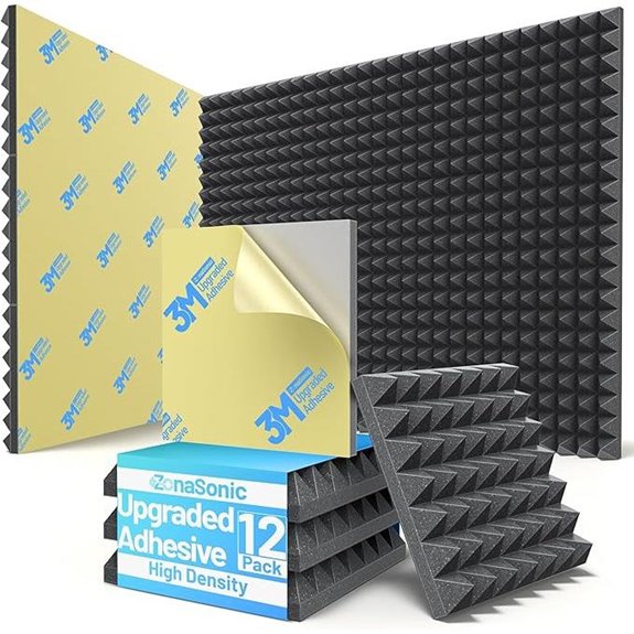 12 Pack Black Soundproof Foam Panels for Walls