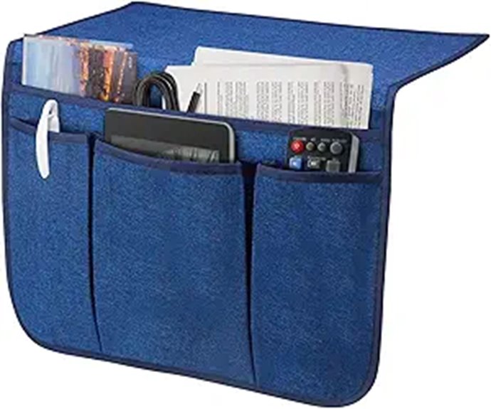 Bedside Caddy Organizer for Bed Sofa Dorm (Blue)
