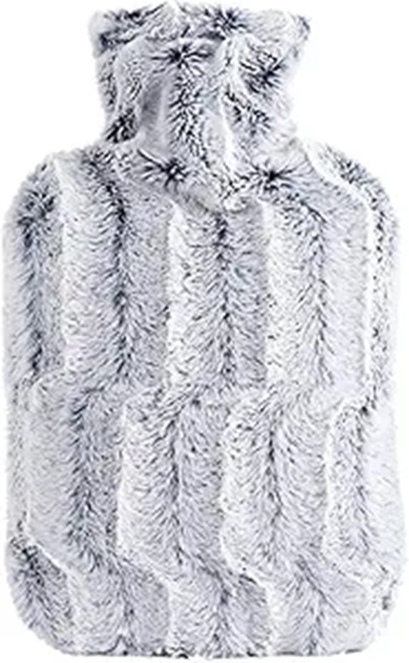 samply Hot Water Bottle - 2L Hot Water Bag with Furry Cover Light Blue