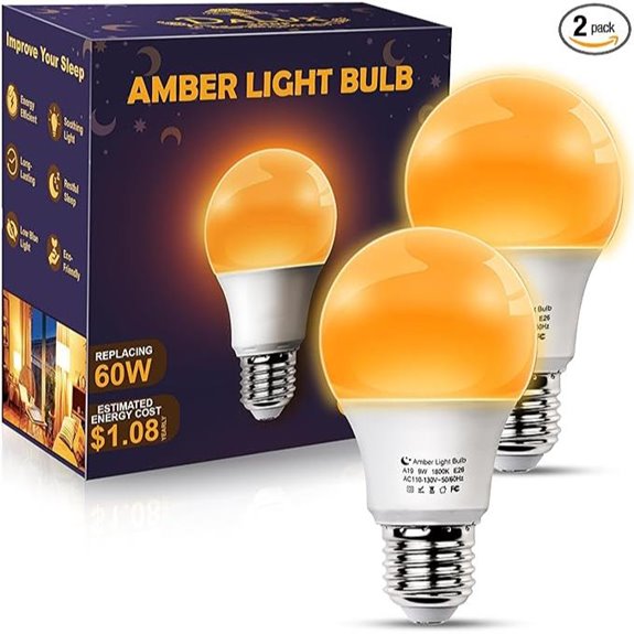 Amber Sleep Light Bulbs 2-Pack Warm Blue Light Blocking