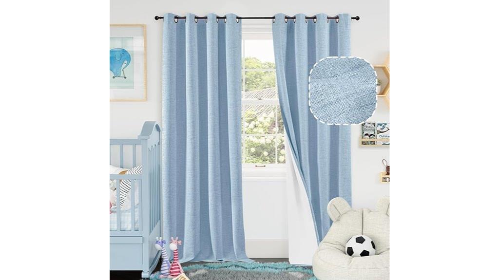 blue linen blackout curtains