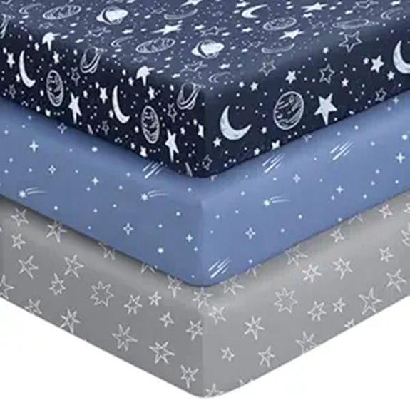 Baby Crib Sheets 3-Pack Breathable Microfiber Blue Gray