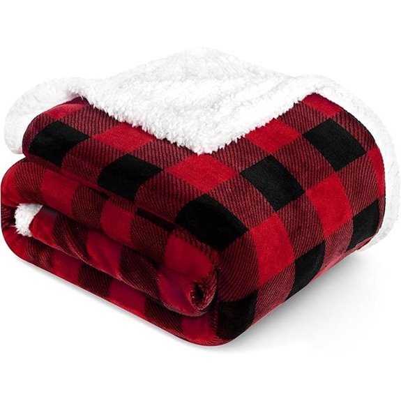 PAVILIA Buffalo Plaid Sherpa Throw Blanket 60x80