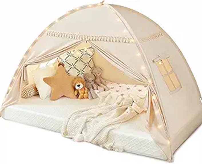 Toddler Canopy Lights & Flags Playhouse Tent Bed