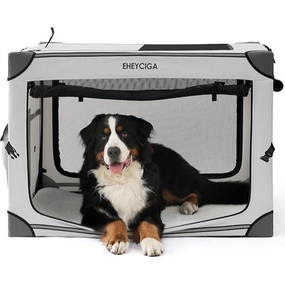 EHEYCIGA Collapsible 42-Inch Dog Crate with Mesh Windows