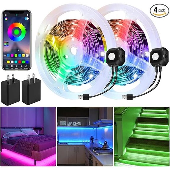 Motion Activated RGB Under Bed Light Strips with App Control